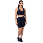 Conjunto Shorts 3D com Bolso + Top Nadador Preto