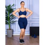 Conjunto Bermuda e Top Alça Costa Aberta Azul Marinho