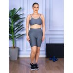 Conjunto Bermuda e Top Alça Costa Aberta Cinza Mescla