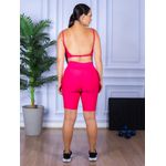 Conjunto Bermuda e Top Alça Costa Aberta Rosa Pink
