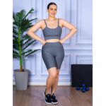 Conjunto Bermuda e Top Alça Cinza Mescla
