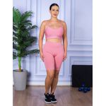 Conjunto Bermuda e Top Alça Rosa