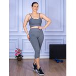 Conjunto Corsário e Top Alça Cinza Mescla