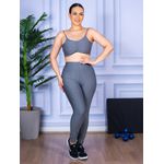 Conjunto Calça Legguing e Top Alça Costa Aberta Cinza Mescla