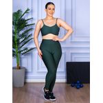 Conjunto Calça Legguing e Top Alça Costa Aberta Verde Militar