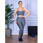 Conjunto Calça Legguing e Top Alça CInza Mescla