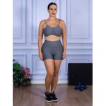 Conjunto Shorts e Top Alça Costa Aberta Suplex Cinza Mescla
