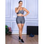 Conjunto Shorts e Top Alça Costa Aberta Suplex Cinza Mescla