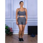 Conjunto Shorts e Top Alça Suplex Cinza Mescla