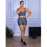 Conjunto Shorts e Top Alça Suplex Cinza Mescla