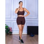 Conjunto Shorts e Top Alça Suplex Marrom