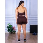 Conjunto Shorts e Top Alça Suplex Marrom