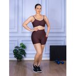 Conjunto Shorts com Bolso e Top Alça Costa Aberta Suplex Marrom