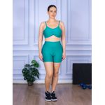 Conjunto Shorts com Bolso e Top Alça Costa Aberta Suplex Verde Piscina