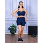 Conjunto Shorts com Bolso e Top Alça Suplex Azul Marinho