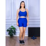 Conjunto Shorts com Bolso e Top Alça Suplex Azul Royal