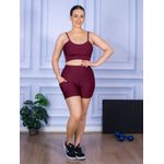 Conjunto Shorts com Bolso e Top Alça Suplex Bordo