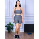 Conjunto Shorts com Bolso e Top Alça Suplex Cinza Mescla