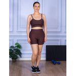 Conjunto Shorts com Bolso e Top Alça Suplex Marrom