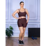 Conjunto Shorts com Bolso e Top Alça Suplex Marrom