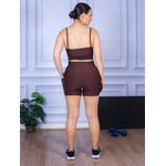 Conjunto Shorts com Bolso e Top Alça Suplex Marrom