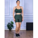 Conjunto Shorts com Bolso e Top Alça Suplex Verde Militar