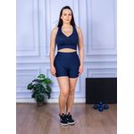 Conjunto Shorts com Bolso e Top Nadador Suplex Azul Marinho