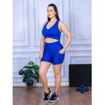 Conjunto Shorts com Bolso e Top Nadador Suplex Azul Royal