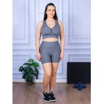 Conjunto Shorts com Bolso e Top Nadador Cinza