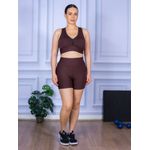 Conjunto Shorts com Bolso e Top Nadador Marrom
