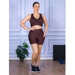 Conjunto Shorts com Bolso e Top Nadador Marrom