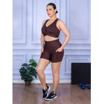 Conjunto Shorts com Bolso e Top Nadador Marrom