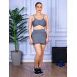 Conjunto Shorts Saia e Top Alça Costa Aberta Suplex Cinza Mescla