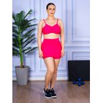 Conjunto Shorts Saia e Top Alça Costa Aberta Suplex Rosa Pink