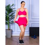 Conjunto Shorts Saia e Top Alça Costa Aberta Suplex Rosa Pink