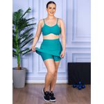 Conjunto Shorts Saia e Top Alça Costa Aberta Suplex Verde Piscina
