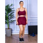 Conjunto Shorts Saia e Top Alça Suplex Bordo