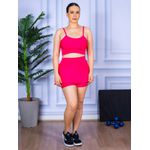 Conjunto Shorts Saia e Top Alça Suplex Rosa Pink