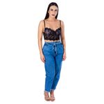 Top Cropped Rendinha Alcinha Preto