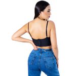 Top Cropped Rendinha Alcinha Preto