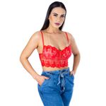 Top Cropped Rendinha Alcinha Vermelho