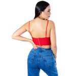 Top Cropped Rendinha Alcinha Vermelho