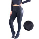 Calça Montaria Flanelada Com Cirre Liso Preto