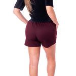 Short Canelado com Bolso Marsala