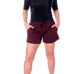 Short Canelado com Bolso Marsala