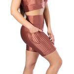 Short com Bolso Feminino de Academia Cirrê 3D Bronze