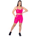 Short com Bolso Feminino de Academia Cirrê 3D Pink