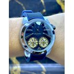 BVG BATMAN PRATA PULSEIRA PRETA DETALHES AZUL LINHA BANHADA