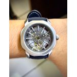 BVG AUTOMÁTICO PRATA PULSEIRA PRETA LINHA BANHADA