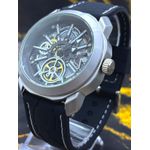 BVG AUTOMÁTICO PRATA PULSEIRA PRETA LINHA BANHADA